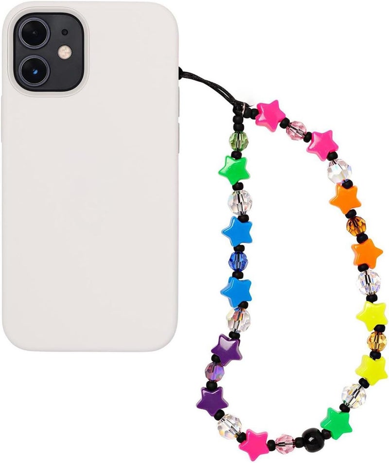 WCCH Beaded Phone Charm Y2K Kawaii Handmade Acrylic Phone Lanyard Wrist Strap for Camera Bag Airpods Keychain Charm Colorful Stars - Image 1